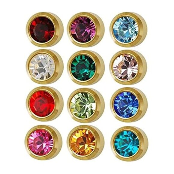 Caflon Surgical Steel 4mm Ear Piercing Studs, 12 Pair Birthstone Colors - Picture 2 of 12